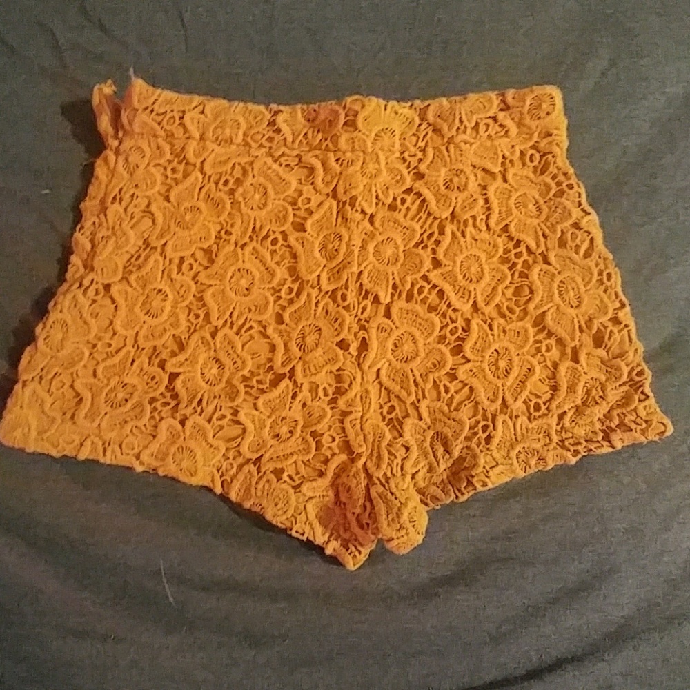 2/$10 Forever 21Yellow Crochet Patterned Shorts
